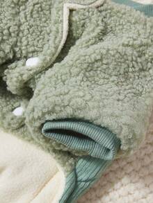 PETSIN 柔软加厚宠物连体衣 – 可爱的四脚抓绒睡衣，适合小型犬猫，秋冬季舒适玩耍和放松的服装 - 綠色 - 查看 6