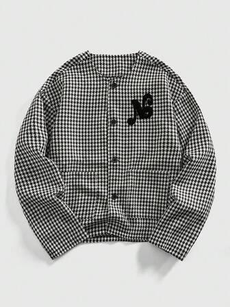 Street Life Veste longue sans col à simple boutonnage à carreaux pour hommes, automne/hiver