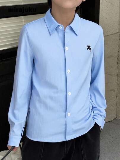 SHEIN Boys' Casual Versatile Holiday Pink Shirt With Adjustable Cuffs, Suitable For Various Occasions, School And Daily Wear Chic Outfits For Autumn/Winter