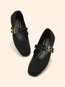 CUCCOO BASICS 女士时尚玛丽珍圆头平底鞋 - 黑色 - 查看 8
