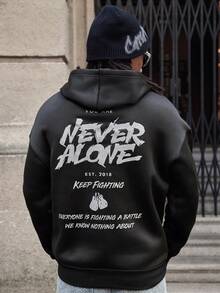 GALLERY FADE Sudadera con capucha casual con bolsillo y cordón, con gráfico de eslogan, para hombre, otoño