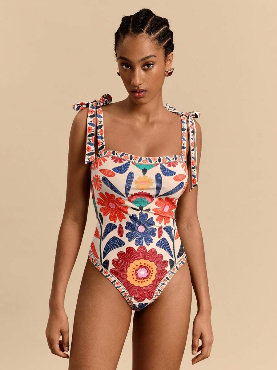 Travachic Women's Adjustable Strap Floral Print One-Piece Swimsuit, Fitted Casual Style, Summer Beach Vacation,Casual,Vacation,Vacation Outfits Women,Vacation,Summer Holiday Outfits ,Holiday Outfits For Women,Holiday,Vacation Outfits For Women,Vacation Dress,Elegant,Going Out,Party,Beach,Beach Dress,Beach Shorts,Beach Dresses,Beach Outfits For Women,Beach Skirt,Beach Set,Beach Outfit,Beach Outfit For Women,Summer,Summer Clothes,Summer Holiday Outfits,Flower,Graphic,Carmaval,Carnival,Western,Festival,Spring To Summer,Pink,Red - Multicolor - View 1