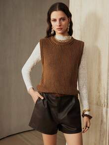 Revavyn Áo len chui đầu dáng rộng bằng sợi Acrylonitrile thiết kế dây xích vàng khoét rỗng cho nữ khi đi làm - Nhiều màu - Xem 2