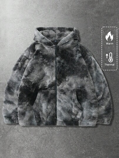 Street Life Veste à capuche zippée à manches longues en polaire avec poches, effet tie-dye, pour homme, automne/hiver