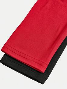 SHEIN Girlism 2 pièces/Set T-shirts décontractés à manches longues et col carré pour filles pré-adolescentes, coupe slim - Rouge - Voir 6