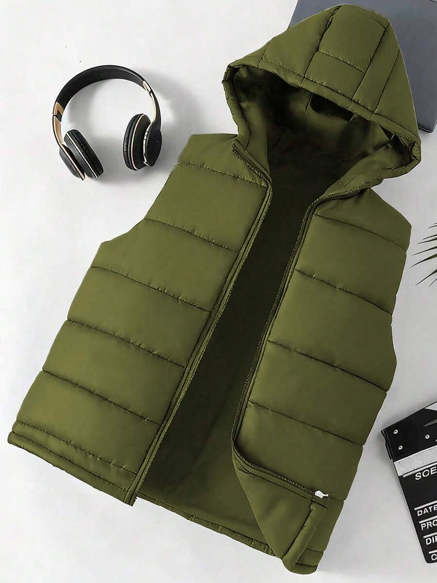 青少年男童冬季绗缝无袖加厚外套