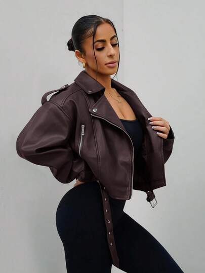 SAYEHFBABY جاكيت جاكيت نسائية موضة الياقة العالية بسحّاب، خريفي