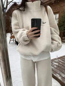 DAZY 女士羊羔绒卫衣和休闲裤两件套，秋冬季女士运动套装家居服套装