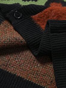 Claim Dot Men's Dropped Shoulder Long Sleeve Leopard Camo Knit Casual Cardigan, For Winter - Multicolor - View 7