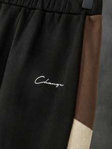 SHEIN 2件套男童撞色休闲宽松连帽卫衣+撞色休闲运动裤套装 - 彩色 - 查看 3