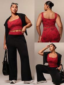 GLOWMODE FeatherFit™ Full Underarm Coverage Square Neck Sports Bra Low Impact Yoga Daily Removable Cups - Multicolor - View 8