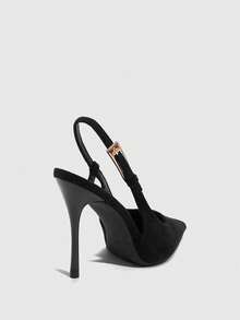 CUCCOO SZL Sepatu hak tinggi seksi tanpa punggung untuk wanita dengan gesper logam di samping, cocok untuk pesta, kencan, bepergian, dan berbagai acara untuk sepatu Natal dan Musim Semi. - Hitam - View 3