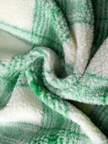 ROMWE MEN Prep 男女皆宜的格子拼接英文图案印花夹克，街头风，秋冬款 - 綠色 - 查看 6