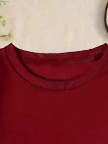 Sudadera femenina casual con estampado de postres navideños tela gruesa holgada cuello redondo manga larga otoño invierno para casa y fiesta - Rojo - Ver 3