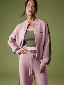 MISSGUIDED Knitted Wide Leg Pants With Green Stripe Detail And Embroidered Logo For Casual Comfort - Pink - View 4