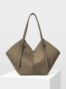 MOTF PREMIUM BOLSO DE MANO GRANDE DE ANTE SÓLIDO DE MODA - Verde militar - Ver 2