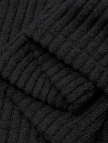 DAZY 女士优雅纯色V领扭结中长连衣裙，秋冬款 - 黑色 - 查看 6