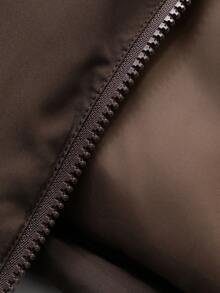 Livesso Women's Casual Letter Graphic Patch Loose Fit Stand Collar Padded Coat, Fashion Street Style, Autumn/Winter