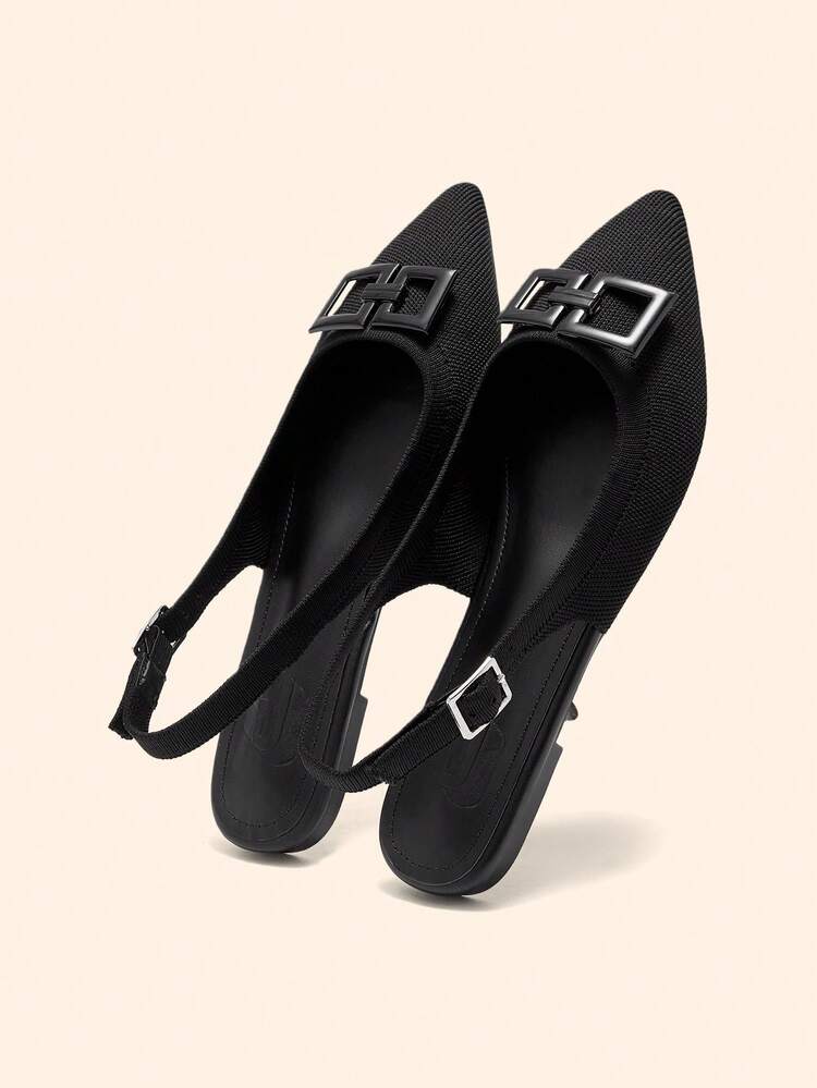 CUCCOO BASICS Women's Pointed Toe Flat Shoes, Fashionable Knit Material, Comfortable Breathable Slip-On Flats