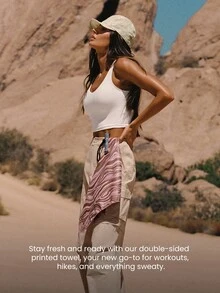 GLOWMODE Khăn tắm X Discovery Don't Sweat It thấm hút mồ hôi nhanh khô, có túi đựng, thích hợp cho đi bộ đường dài, chạy bộ, tập luyện ngoài trời và hoạt động thể thao. - Màu hồng gỉ - Xem 2