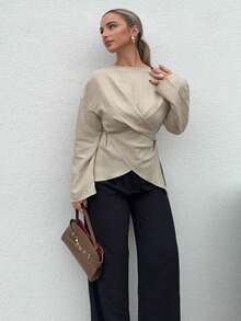 Jeta Ari بلوزة كاجوال للنساء بأكمام طويلة وتصميم ملفوف متقاطع، مناسبة للخريف، العودة إلى المدرسة، حفلات الريف، الملابس الرسمية الكاجوال، المعلمات، مناسبات المواعدة، أعياد الميلاد، الغداء، الملابس الغربية للنساء، الملابس الرسمية الكاجوال للنساء