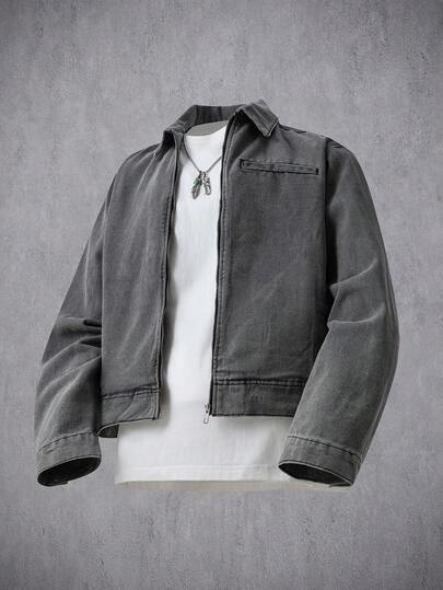 Manfinity Denimwave Jeans de pierna ancha y ajuste holgado con bolsillo lavado y marca personalizada para hombre