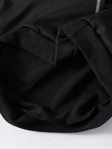 青少年男童休闲街头风白色撞色拼接设计卫衣T恤，带前置口袋，时尚百搭，适合秋冬季外穿，可与T恤、牛仔裤叠穿。 - 黑色 - 查看 9