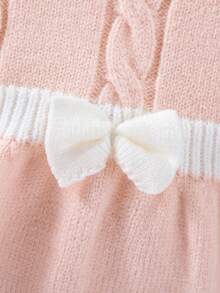 SHEIN Newborn Baby Girl Knitted Sweater Dress Set, Pink Casual Everyday Soft Girly Twist Rope Crochet Bow Decor Handmade Stylish + Knitted Pants, Comfortable For Autumn/Winter, Suitable For Home, Outings, Daycare, Newborns Winter Set Baby Girl Baby Girl Knitted Outfit Pink Warm Baby Girl Outfit Baby Set Autumn Winter Baby Winter Dress Pink Knitted Dress Baby Girl Baby Set Autumn Winter Season Pink Warm Baby Dress - Multicolor - View 6