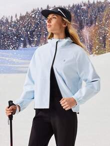 OutZeal Women Water-Resistant Windproof Drawstring Hem Hooded Blue Outdoor Jacket Hiking Camping Fall Winter - Blue - View 7