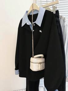 Resyla 秋冬新款休闲学院风女式卫衣 - 黑色 - 查看 4
