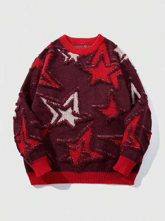 Street Life Men's Jacquard Knit Sweater, Suitable For Everyday Wear In Autumn/Winter