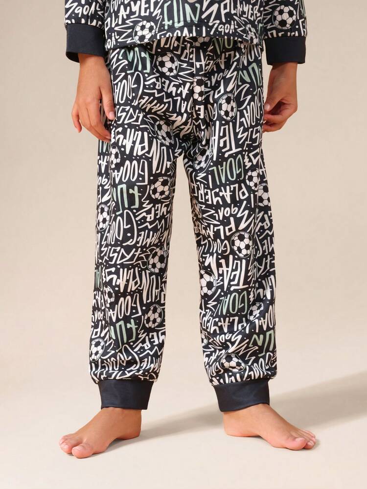 SUMWON Boys Football Pajama Set Long Sleeve Crew Neck Comfortable Sleepwear Nightwear - Multicolor - View 4