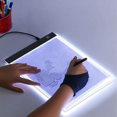 Teckwe 1 Set Tablero de dibujo LED, 3 niveles de brillo ajustable, Tableta de dibujo, Caja de luz, Ayuda educativa de aprendizaje, Juguetes para niños y niñas, Regalos para cumpleaños y vuelta al cole
