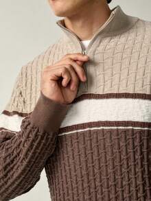 RONVEXI Áo len nam cổ kéo khóa ¼, thích hợp cho mùa thu/đông, kiểu dáng thường ngày, công sở, hoạt động ngoài trời, du lịch, áo tay dài. - Nhiều màu - Xem 3