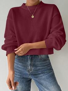 Celisse Jersey blanco de cuello redondo de manga larga, de unicolor y estilo casual para mujer Tropiluxe - Rosa Roja - Ver 6