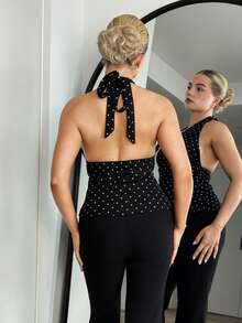 Bethéva Damen Frühling elegante schwarze Schlaghose, Petite Damen - Schwarz - Übersicht 3