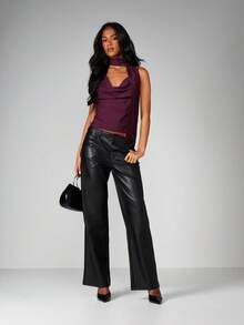 MISSGUIDED Áo ba lỗ cổ tròn chấm bi kèm khăn quàng cổ cho mùa xuân hè - Màu đỏ tím - Xem 4