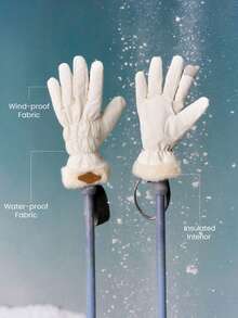 GLOWMODE 滑雪系列 S/M 寒冷征服者 保暖防风防水抓绒内衬触摸屏蓬松滑雪手套户外雪地秋冬日常运动服 - 白色 - 查看 2