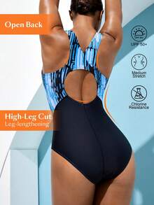 Swim Nautrix Women's Multicolor Racerback One-Piece Swimsuit, Suitable For Summer Beach & Surfing - Black - View 2