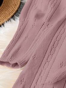 Franclia 女士法式浪漫风格前扣长袖针织毛衣连衣裙，秋季 - 粉色 - 查看 5