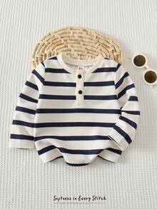 Cozy Pixies Baby Boy Colorful Striped Soft Knit Crew Neck Long Sleeve Pullover - Multicolor - View 1
