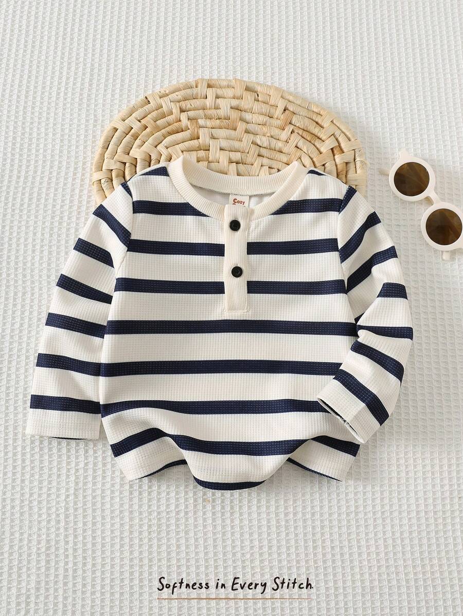 Cozy Pixies Baby Boy Colorful Striped Soft Knit Crew Neck Long Sleeve Pullover - Multicolor - View 1