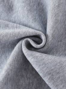 Sparklyn 2件套少女时尚蝴蝶镂空印花舒适保暖套装，圆领短款卫衣和运动裤 - 灰色 - 查看 3