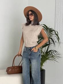 Ronhire Luźne, sprane, uniwersalne, szerokie nogawki, jeansy w kolorze niebiesko-szarym z niskim stanem, nowe na lato - Średni jeans - Zobacz 3