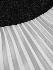 Revavyn 时尚优雅通勤加厚面料+褶裥腰身无袖连衣裙，初秋款 - 黑與白 - 查看 7