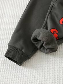 HELLO KITTY AND FRIENDS | SHEIN 女童两件套休闲百搭舒适猫咪印花圆领宽松卫衣和慢跑裤套装 - 灰色 - 查看 4