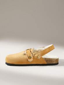 Solecia Women's Thick Sole Slip-On Mule Shoes, Closed Toe, Casual Loafers For Spring & Autumn For Christmas - Yellow - View 3