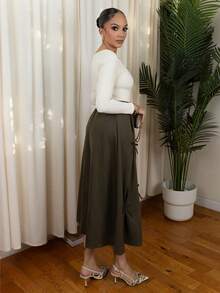 Melissa Matos Váy ô trang trí nơ hồng ngọt ngào thanh lịch kiểu Pháp, phù hợp cho mùa xuân, hè, thu, đông, dành cho phụ nữ - xanh quân đội - Xem 3