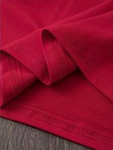 Camiseta femenina casual estilo festivo con estampado navideño de reno, tela suave, corte holgado, cuello redondo, manga corta para primavera/verano reuniones familiares - Rojo - Ver 2