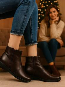 Women Ankle Boots & Booties - Coffee Brown - View 2